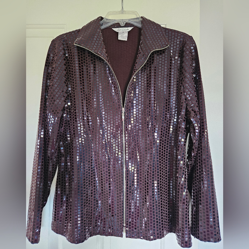 Misook Purple Blazer with Shiny Striped Design